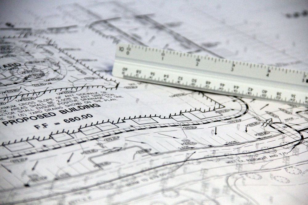 Detail of a surveyed site plan drawing